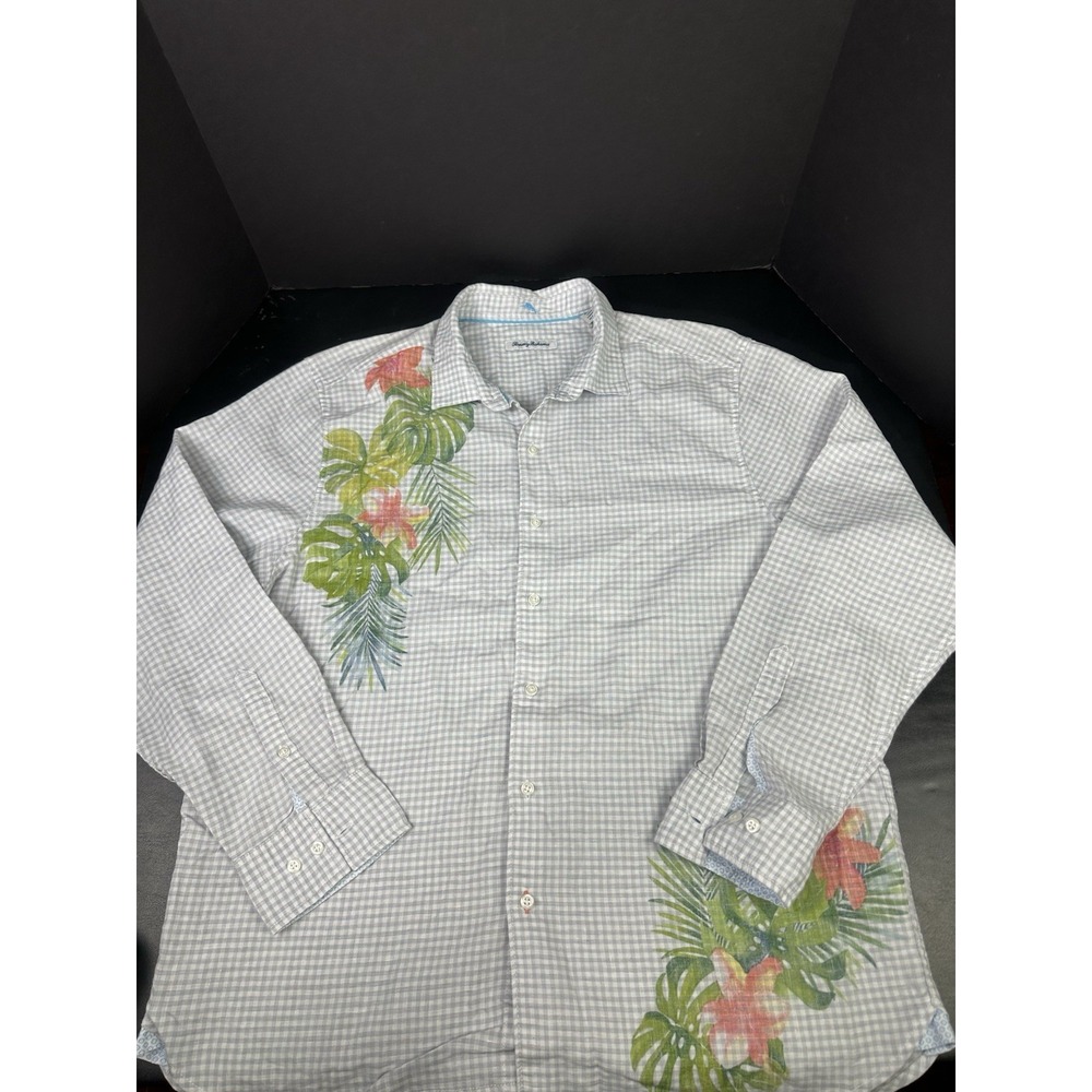 Tommy Bahama Mens Long Sleeve Shirt‎ Size XL T324926 Gingham Blooms